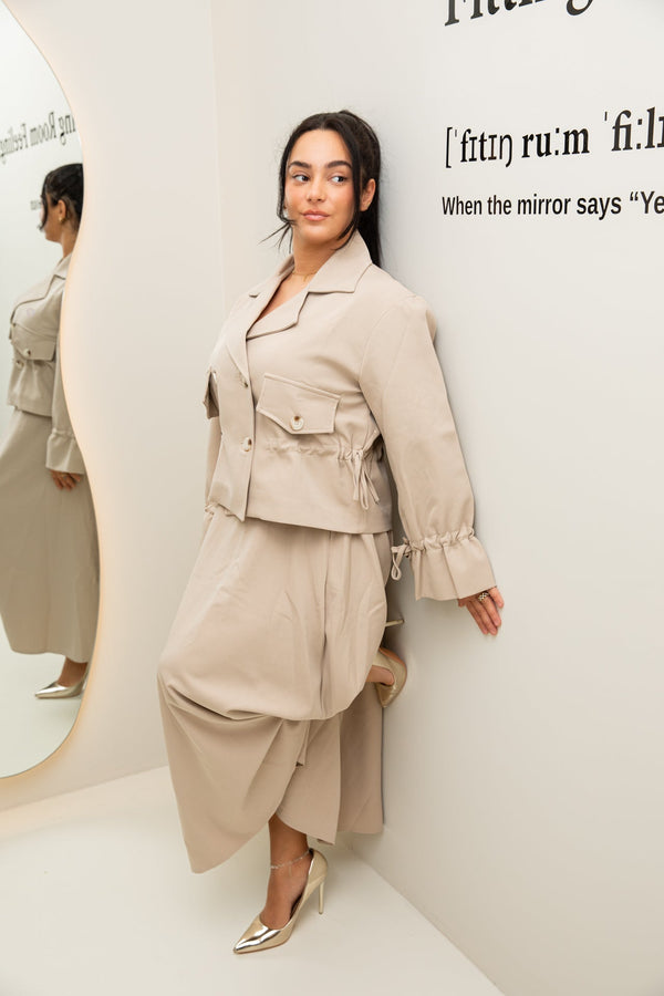 Trench skirt set beige