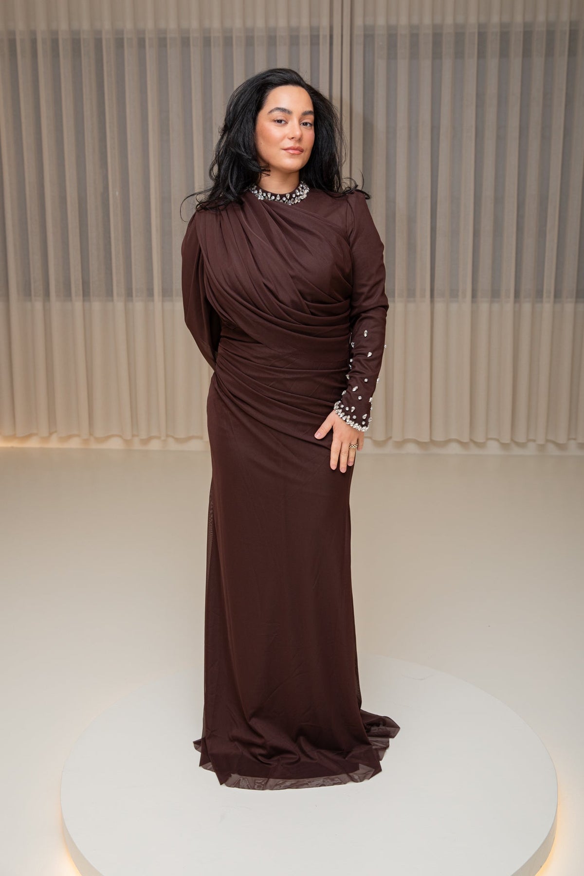 Mina dress brown - zeymode