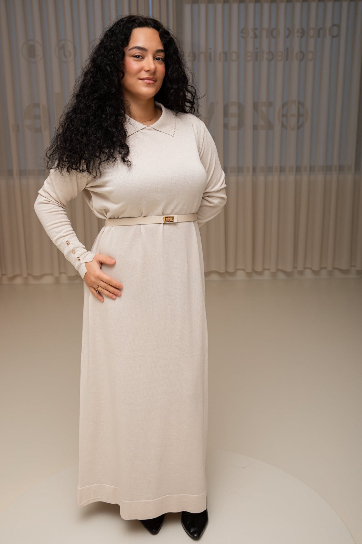 Nora dress beige - zeymode