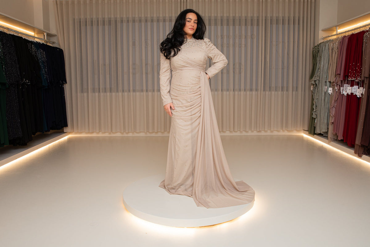 Riya dress cream - zeymode