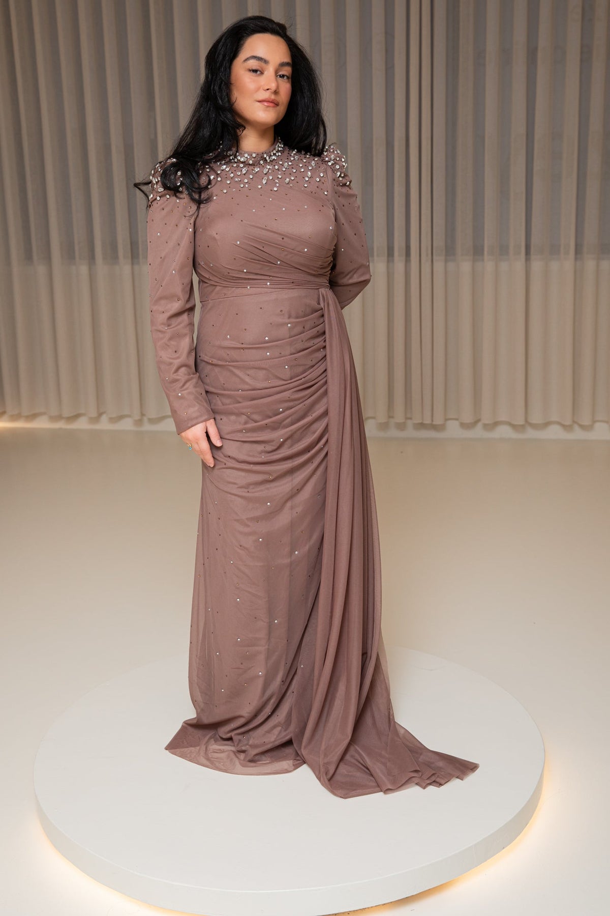 Riya dress light brown - zeymode